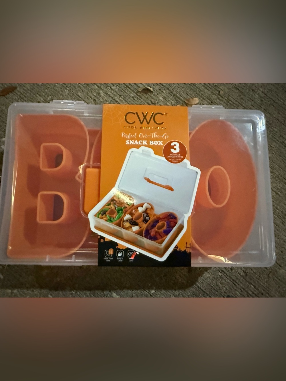 Orange Snack Box - 3-Compartment On-The-Go Lunch Container NWT! Free gift!